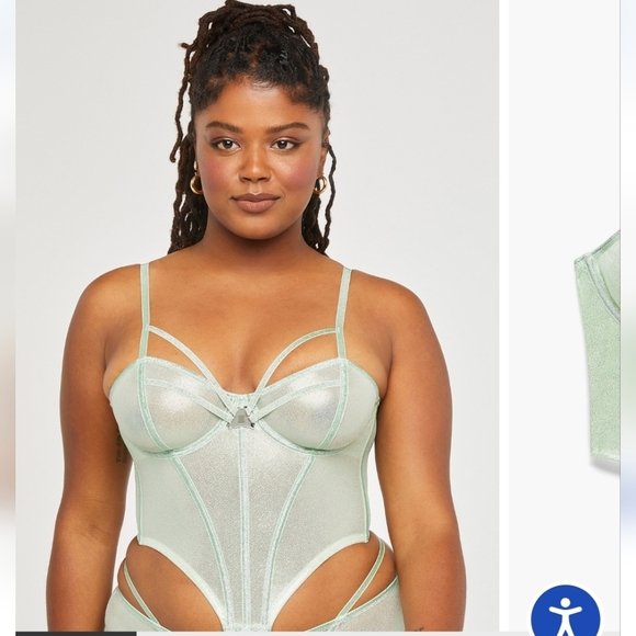 Savage X Fenty Going Platinum Sheer Green Mist Bustier Top 2X NWT Plus Size - Picture 2 of 9